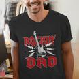 Dad Rockin One Birthday Family Matching Rock Guitar Men's V-Neck T-Shirt