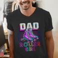 Dad Of Roller Girl Roller Skating Birthday Matching Family Men's V-Neck T-Shirt