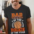 Dad Of Rookie 1st Basketball Bday Theme Matching Men's V-Neck T-Shirt
