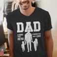 Dad Sons First Hero Daughter Love For Father's Day Men's V-Neck T-Shirt