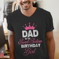 Dad Of The Sweet Sixteen Birthday Girl 16th Pink Crown Men's V-Neck T-Shirt