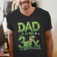 Dad Of The Three Rex Birthday Boy Dinosaur Family Matching Men's V-Neck T-Shirt Dad Of The Three Rex Birthday Boy Dinosaur Family Matching Men's V-Neck T-Shirt