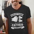 Dad Of Twins 2024 Father Twice As Cool Father's Day Twin Dad Men's V-Neck T-Shirt