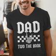 Dad Two The Bone Skeleton Hand 2nd Birthday Boy Girl Men's V-Neck T-Shirt
