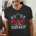 Dad Of The Two Fast Second Birthday Racing Car Family Men's V-Neck T-Shirt