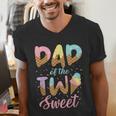Dad Of The Two Sweet Birthday Girl Ice Cream Lovers 2nd Men's V-Neck T-Shirt