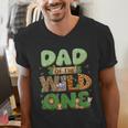 Dad Of The Wild One Birthday Family Matching Party Decor Men's V-Neck T-Shirt Dad Of The Wild One Birthday Family Matching Party Decor Men's V-Neck T-Shirt