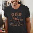 Dad Of The Wild One Cowboy Western Rodeo Party Matching Men's V-Neck T-Shirt