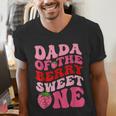Dada Of The Berry Sweet One Strawberry First Birthday Men's V-Neck T-Shirt