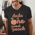 Dada Dad First Birthday One Sweet Peach Bday Family Matching Men's V-Neck T-Shirt