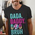 Dada Daddy Dad Bruh Baseball Drip Ice Cream Dad Bruh Men's V-Neck T-Shirt