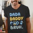 Dada Daddy Dad Bruh Fathers Day Blue Dog Men's V-Neck T-Shirt