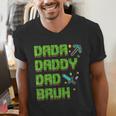 Dada Daddy Dad Bruh Father's Day Game Pixel Men's V-Neck T-Shirt