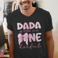 Dada Of Little Miss Onederful First Birthday Girl Bow Men's V-Neck T-Shirt Dada Of Little Miss Onederful First Birthday Girl Bow Men's V-Neck T-Shirt