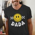 Dada One Happy Dude Birthday Theme 1st Family Matching Mom Men's V-Neck T-Shirt