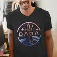 Dada Space Astronaut Rocket Birthday Party Men's V-Neck T-Shirt