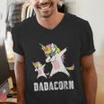 Dadacorn Shirt Unicorn Dad And Baby Best Father Men's V-Neck T-Shirt