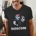 Dadacorn Unicorn Dad Papa Father's Day Daughter Men's V-Neck T-Shirt