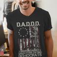 Daddd Gun Dads Against Daughters Dating Democrats On Back Men's V-Neck T-Shirt
