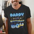 Daddy Of The Bday Boy Blue Dog Theme Party Family Matching Men's V-Neck T-Shirt Daddy Of The Bday Boy Blue Dog Theme Party Family Matching Men's V-Neck T-Shirt
