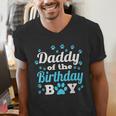 Daddy Of The Birthday Boy Dog Paw Bday Party Celebration Small Men's V-Neck T-Shirt