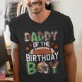 Daddy Of The Birthday Boy Game Day Football Men's V-Neck T-Shirt