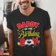 Daddy Of The Birthday Boy Matching Dad Son Family Birthday Men's V-Neck T-Shirt