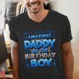 Daddy Of The Birthday Boy Matching Family Father Men's V-Neck T-Shirt Daddy Of The Birthday Boy Matching Family Father Men's V-Neck T-Shirt