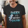 Daddy Of The Birthday Dolphin Family Matching Party Squad Men's V-Neck T-Shirt