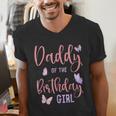 Daddy Of The Birthday Girl Butterfly Party Matching Family Men's V-Neck T-Shirt