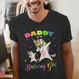 Daddy Of The Birthday Girl Dabbing Unicorn Princess And Dad Men's V-Neck T-Shirt