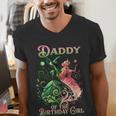 Daddy Of The Birthday Girl Pink And Green Family Matching Men's V-Neck T-Shirt