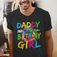 Daddy Of The Birthday Girl Retro 80's Party Men's V-Neck T-Shirt