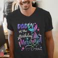 Daddy Of The Birthday Mermaid Matching Family Party Father's Men's V-Neck T-Shirt