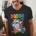 Daddy Of The Birthday Princess Girl Dabbing Unicorn Dad Men's V-Neck T-Shirt Daddy Of The Birthday Princess Girl Dabbing Unicorn Dad Men's V-Neck T-Shirt