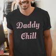 Daddy Chill Pink Distressed Men's V-Neck T-Shirt