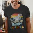 Daddy Dinosaur Of The Birthday Boy Dad Matching Family Men's V-Neck T-Shirt