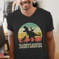Daddy Dinosaur Daddysaurus 2 Kids For Dad Men's V-Neck T-Shirt Daddy Dinosaur Daddysaurus 2 Kids For Dad Men's V-Neck T-Shirt