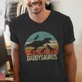Daddy Dinosaur Daddysaurus 3 Three Kids Xmas Men's V-Neck T-Shirt