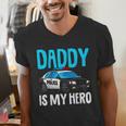 Daddy Is My Hero Police Toddler Police Officer Cop Boys Kids Men's V-Neck T-Shirt