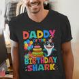 Daddy Of The Shark Birthday Dad Matching Family Men's V-Neck T-Shirt Daddy Of The Shark Birthday Dad Matching Family Men's V-Neck T-Shirt