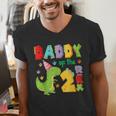 Daddy Of The Two Rex 2Nd Birthday Boy Dinosaur T-Rex Men's V-Neck T-Shirt