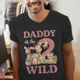 Daddy Of The Two Wild Zoo 2nd Birthday Safari Jungle Animal Men's V-Neck T-Shirt