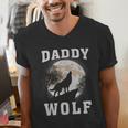 Daddy Wolf Wolves Dad Moon Fathers Day Men's V-Neck T-Shirt