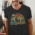 Daddysaurus Rex Dinosaur Daddy Saurus Rex Family Matching Men's V-Neck T-Shirt