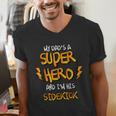 My Dads a Superhero Shirt Cool KidsShirt Men's V-Neck T-Shirt