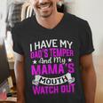 I Have My Dad's Temper & My Mama's Mouth Daughter Kids Men's V-Neck T-Shirt