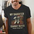 My Daughter Wears Combat Boots Proud Army Dad Veteran Day Men's V-Neck T-Shirt