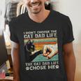 I Didn't Choose The Cat Dad Life Funny Cat Lovers Vintage Men's V-Neck T-Shirt