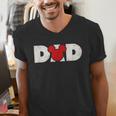 Disney Mickey And Friends Dad Mickey Distressed Text Logo Men's V-Neck T-Shirt
